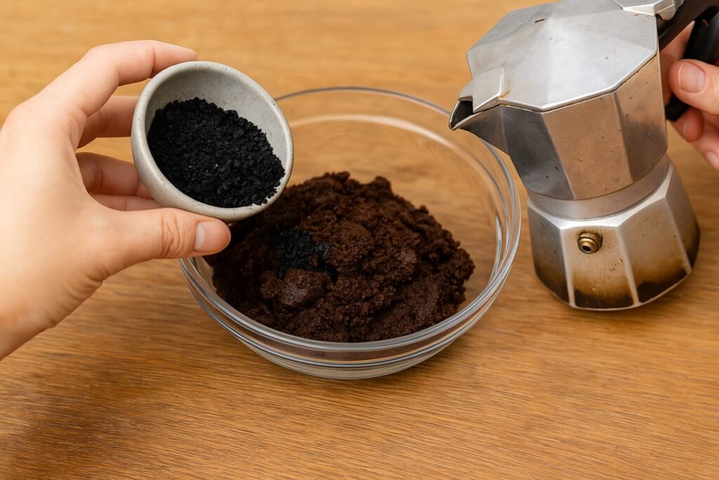 Reutilizando café passado com carvão vegetal