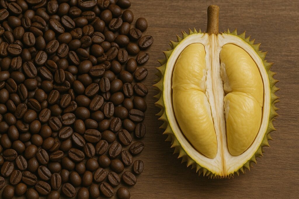 durião e café