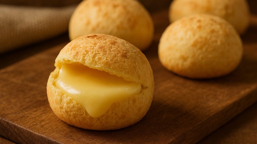 Pão de queijo recheado com queijo