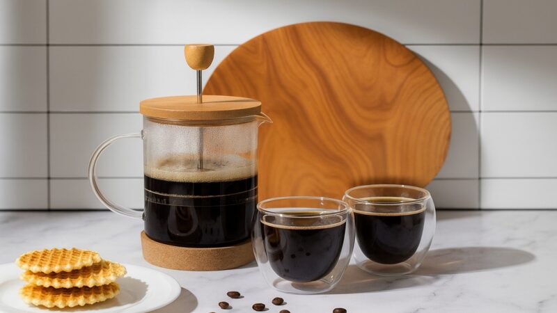 café feito na prensa francesa