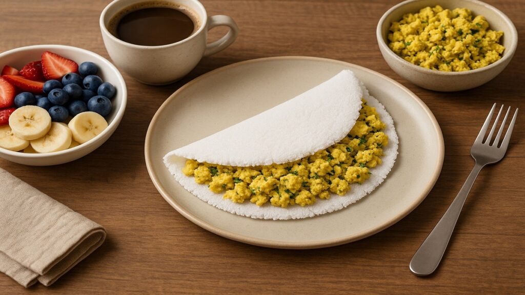 tapioca com pasta de tofu temperado