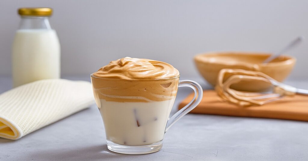 café com leite e espuma