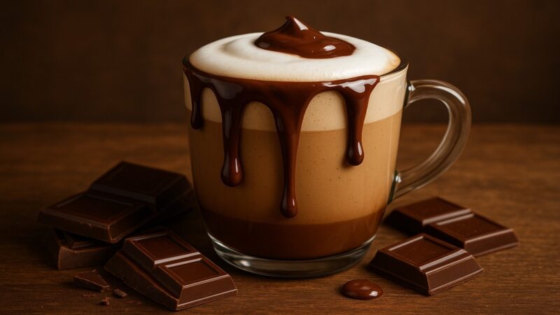 mocha com chocolate derretido