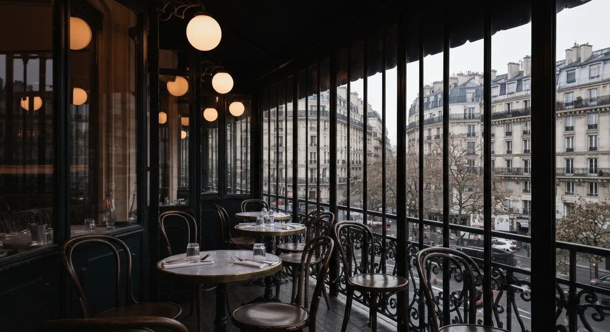 Interior clássico de um café parisiense