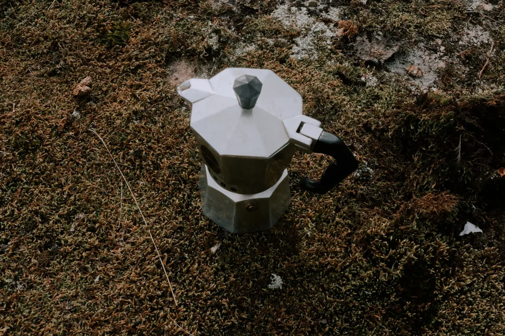Peças da cafeteira italiana desmontadas