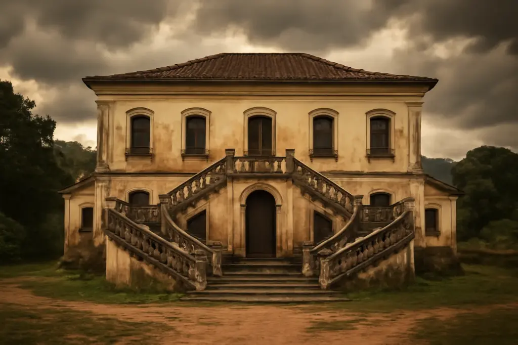 Casarão histórico de fazenda de café do Vale do Paraíba com escadaria dupla